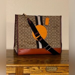 Coach Dempsey Tote Bag 40 C1548 Signature Jacquard Stripe Sunbeam Multi Excellen